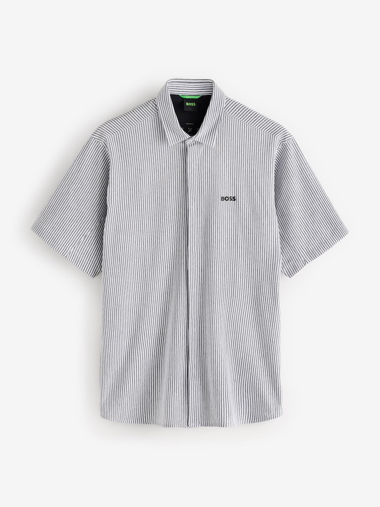 BOSS Blue Dymova Regular Fit Short Sleeve Stretch Shirt - Image 4 of 4 BOSS Blue Dymova Regular Fit Short Sleeve Stretch Shirt - Image 4 of 4