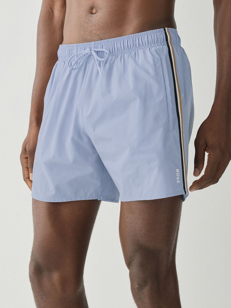 BOSS Blue Iconic Side Stripe Logo Swim Shorts - Image 1 of 5
