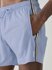 BOSS Blue Iconic Side Stripe Logo Swim Shorts - Image 3 of 5