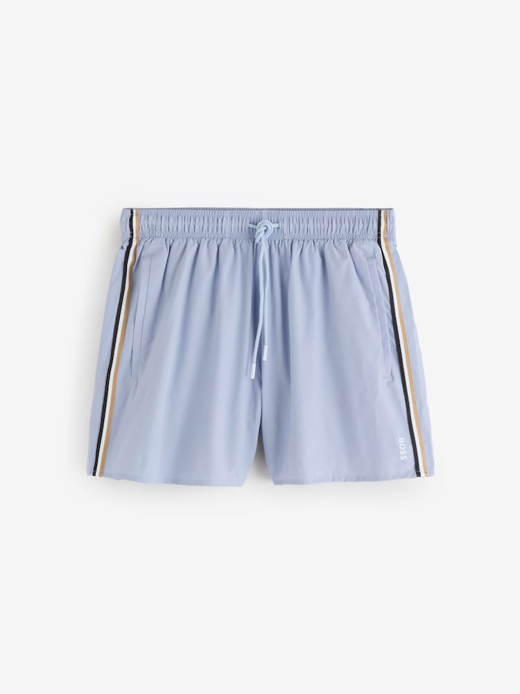 BOSS Blue Iconic Side Stripe Logo Swim Shorts - Image 5 of 5