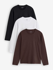 BOSS Brown Classic Long Sleeve T-Shirts 3 Pack - Image 1 of 4