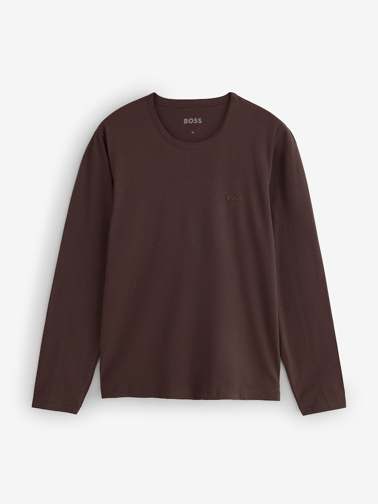 BOSS Brown Classic Long Sleeve T-Shirts 3 Pack - Image 4 of 4