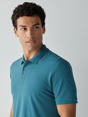 HUGO Teal Blue Donos Logo Polo Shirt - Image 3 of 4