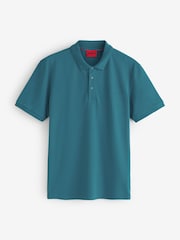 HUGO Teal Blue Donos Logo Polo Shirt - Image 4 of 4