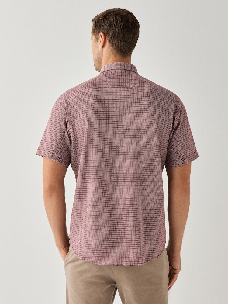 BOSS Pink Dymova Regular Fit Short Sleeve Stretch Shirt - Image 2 of 3 BOSS Pink Dymova Regular Fit Short Sleeve Stretch Shirt - Image 2 of 3