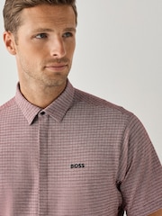 BOSS Pink Dymova Regular Fit Short Sleeve Stretch Shirt - Image 3 of 3