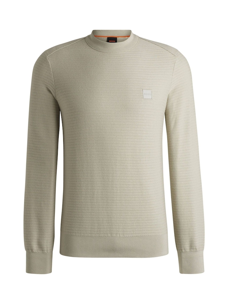 BOSS Light Beige Anion Regular Fit Logo Patch Cashmere Blend Knit Jumper - Image 1 of 1 BOSS Light Beige Anion Regular Fit Logo Patch Cashmere Blend Knit Jumper - Image 1 of 1