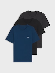 BOSS Blue Crew Neck Short Sleeve Classic T-Shirts 3 Pack - Image 1 of 1