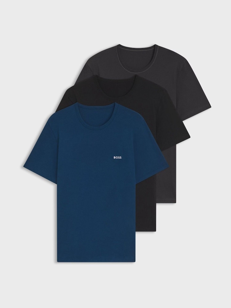 BOSS Blue Crew Neck Short Sleeve Classic T-Shirts 3 Pack - Image 1 of 1 BOSS Blue Crew Neck Short Sleeve Classic T-Shirts 3 Pack - Image 1 of 1