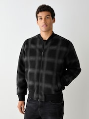 BOSS Black Check Bomber Sweat Jacket - Image 1 of 3