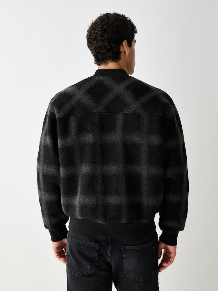 BOSS Black Check Bomber Sweat Jacket - Image 2 of 3