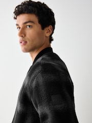 BOSS Black Check Bomber Sweat Jacket - Image 3 of 3