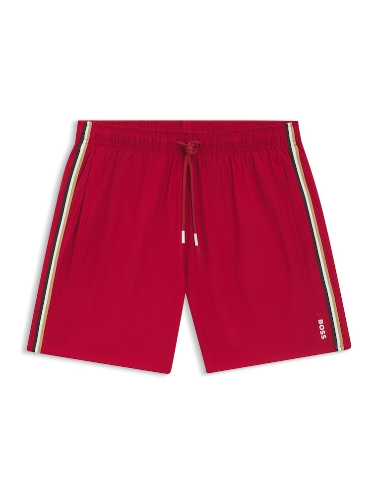 BOSS Red Iconic Side Stripe Logo Swim Shorts - Image 1 of 1 BOSS Red Iconic Side Stripe Logo Swim Shorts - Image 1 of 1