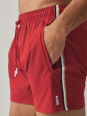 BOSS Red Iconic Side Stripe Logo Swim Shorts - Image 4 of 5