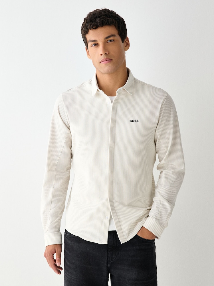 BOSS White Dymova Regular-Fit Long Sleeve Stretch Shirt - Image 1 of 4 BOSS White Dymova Regular-Fit Long Sleeve Stretch Shirt - Image 1 of 4