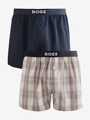 BOSS White Tartan Classic Logo Hipster Boxers Set 2 Pack - Image 1 of 3