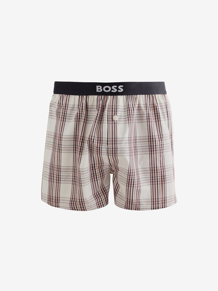BOSS White Tartan Classic Logo Hipster Boxers Set 2 Pack - Image 2 of 3 BOSS White Tartan Classic Logo Hipster Boxers Set 2 Pack - Image 2 of 3
