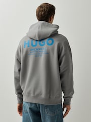 HUGO Grey Back Graphic Hoodie - Image 2 of 4