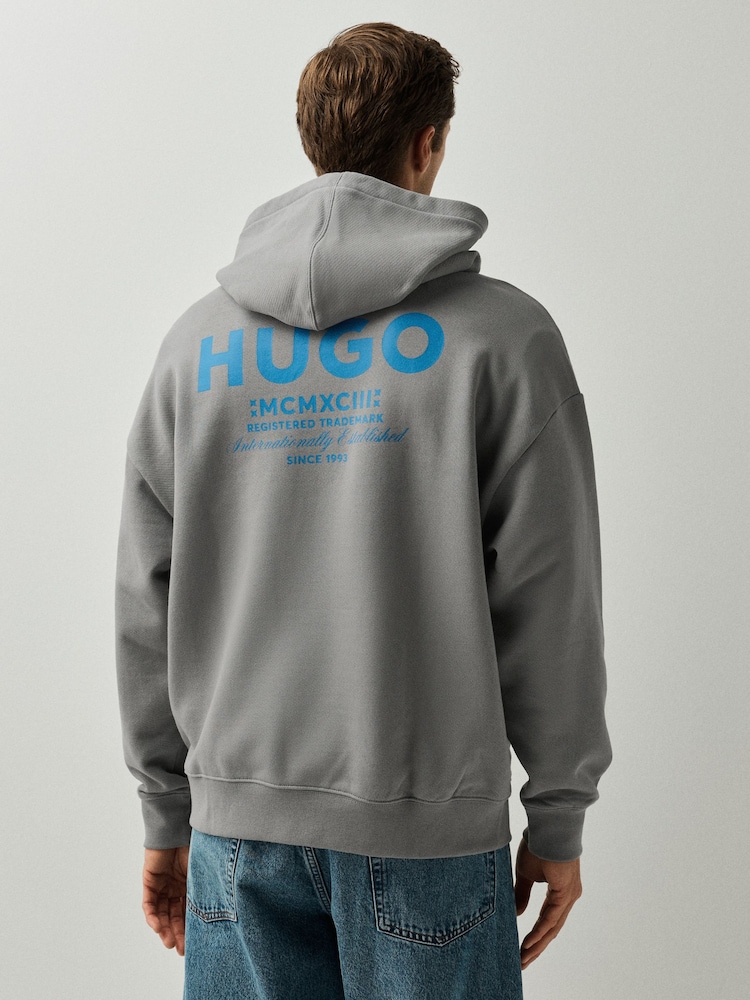 HUGO Grey Back Graphic Hoodie - Image 2 of 4 HUGO Grey Back Graphic Hoodie - Image 2 of 4