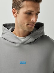 HUGO Grey Back Graphic Hoodie - Image 3 of 4