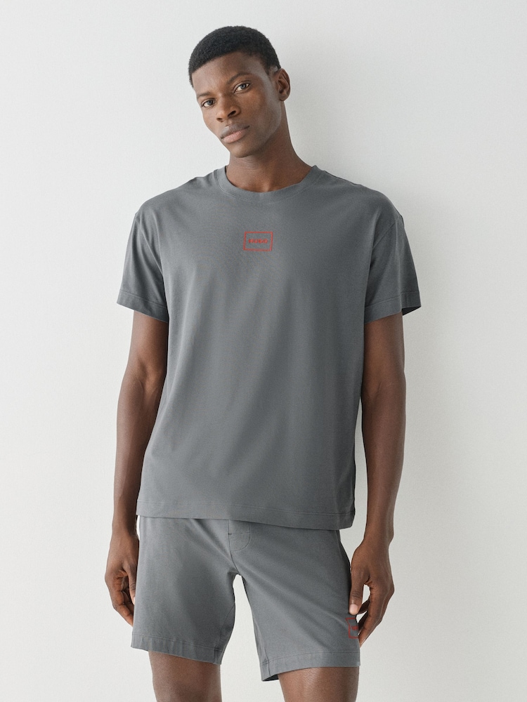 HUGO Grey Box Logo T-Shirt - Image 1 of 4 HUGO Grey Box Logo T-Shirt - Image 1 of 4