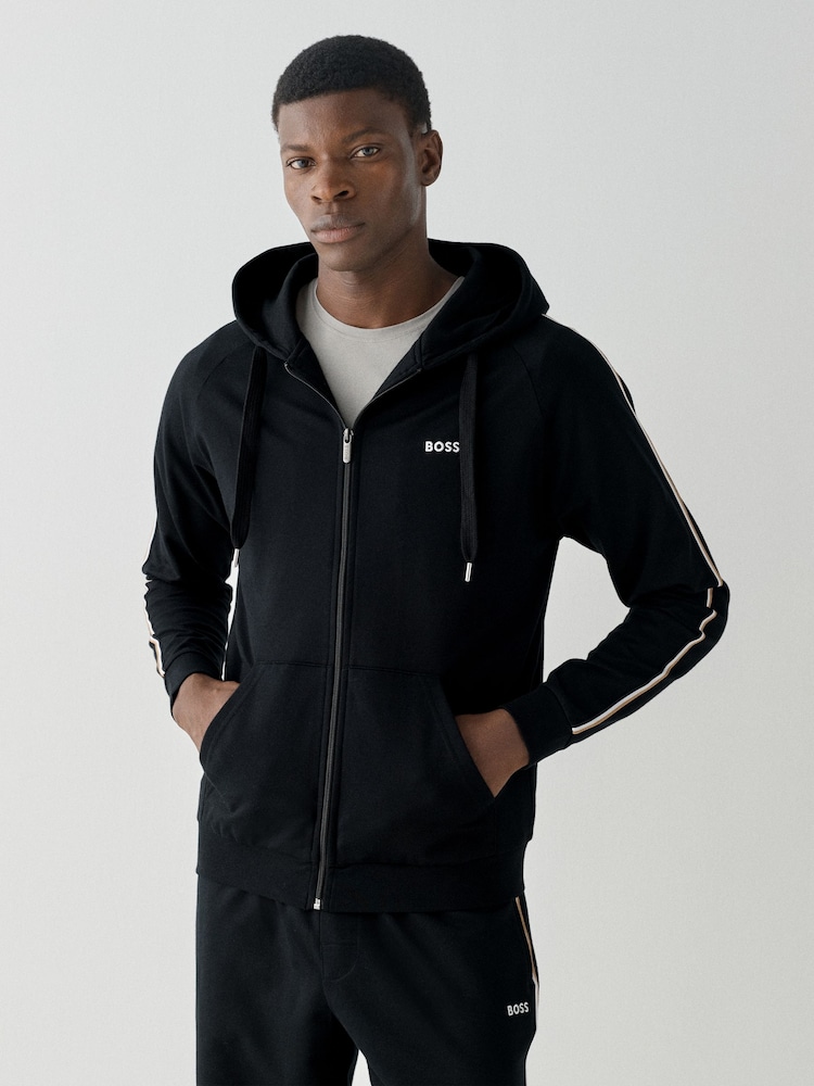 BOSS Black Iconic Logo Stripe Detail Hooded Jacket - Image 1 of 5