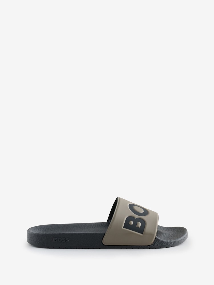 BOSS Brown Large Logo Sliders - Image 1 of 1