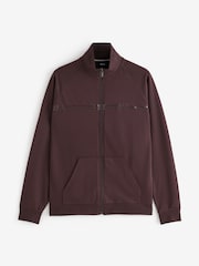 BOSS Brown Authentic Regular-Fit Logo Zip Through Sweat Top - Image 1 of 4