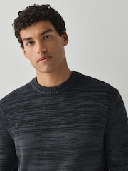 BOSS Blue Aperoso Textured Knit Crew Neck Jumper - Image 3 of 4