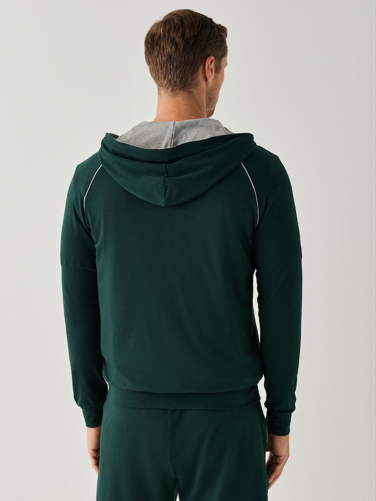 BOSS Green Contrast Logo Zip Through Hoodie - Image 2 of 4 BOSS Green Contrast Logo Zip Through Hoodie - Image 2 of 4