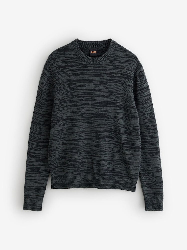 BOSS Black Aperoso Textured Knit Crew Neck Jumper - Image 1 of 1 BOSS Black Aperoso Textured Knit Crew Neck Jumper - Image 1 of 1
