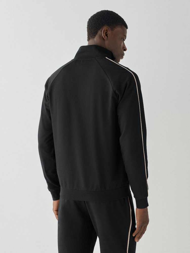 BOSS Black Iconic Logo Stripe Detail Zip Through Sweat Top - Image 2 of 4 BOSS Black Iconic Logo Stripe Detail Zip Through Sweat Top - Image 2 of 4
