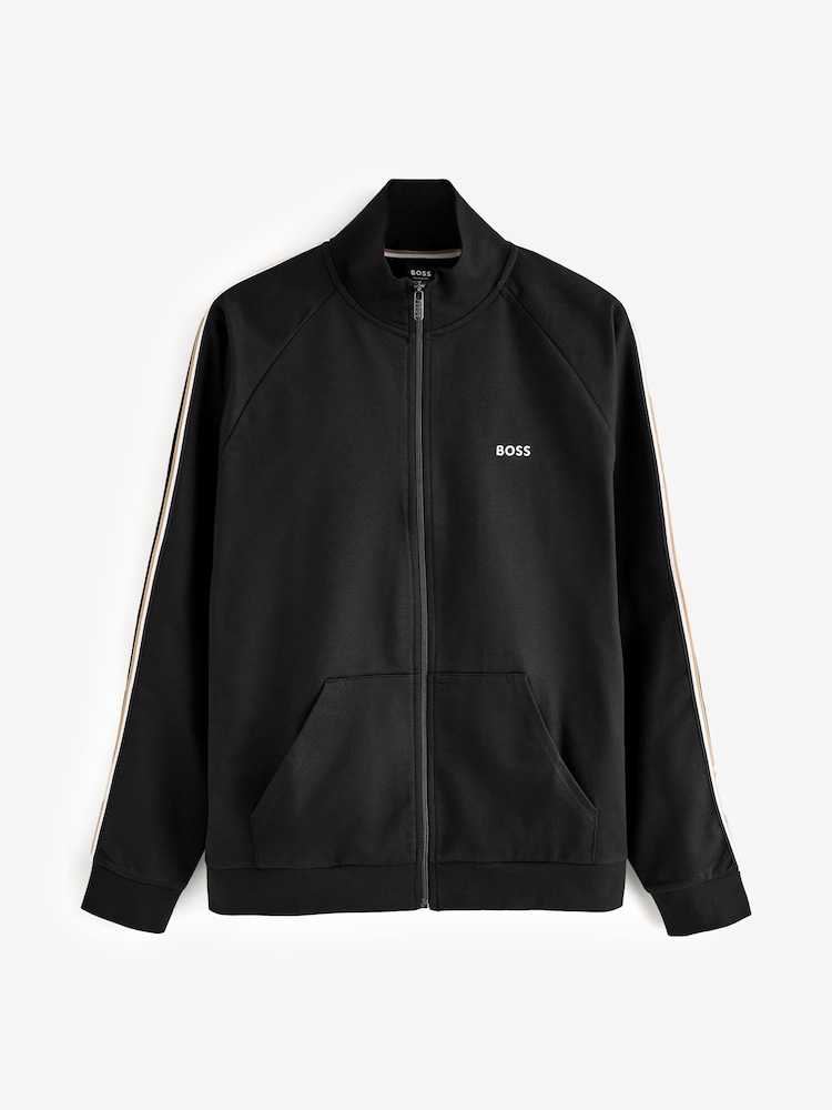 BOSS Black Iconic Logo Stripe Detail Zip Through Sweat Top - Image 4 of 4 BOSS Black Iconic Logo Stripe Detail Zip Through Sweat Top - Image 4 of 4