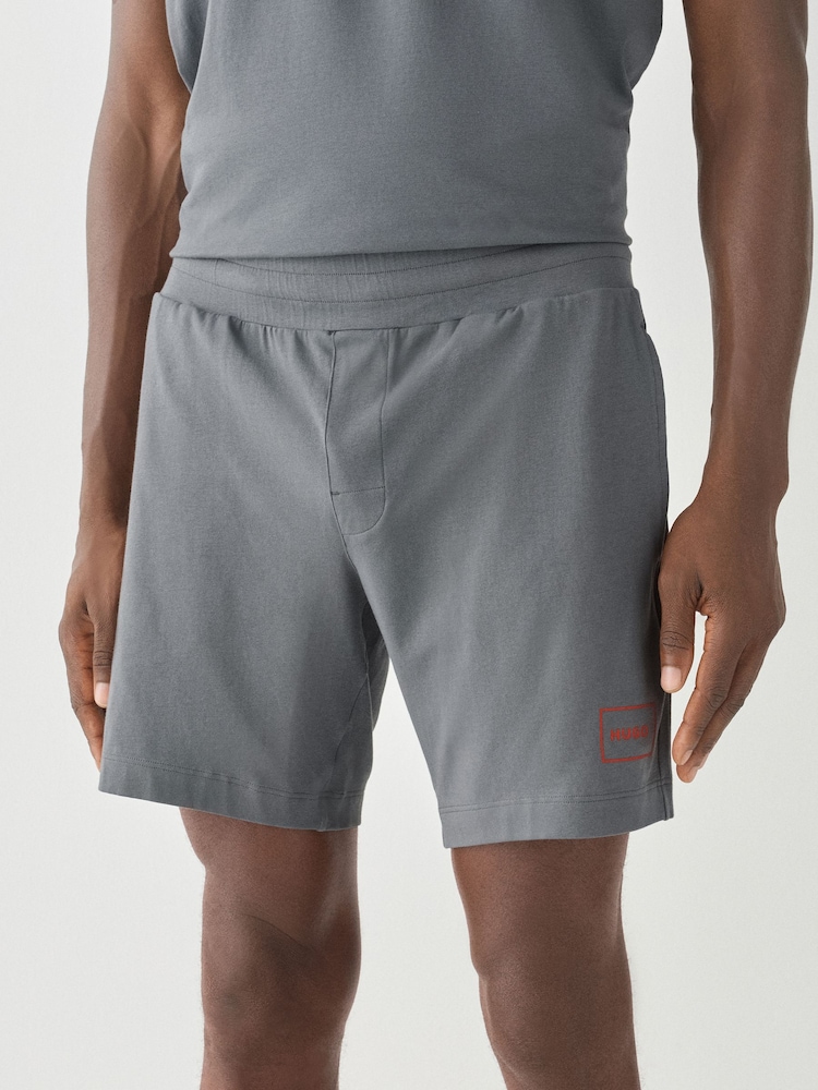 HUGO Grey Box Logo Relaxed Fit Shorts - Image 1 of 4