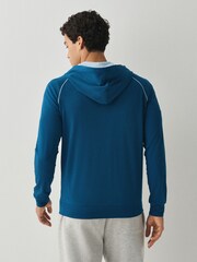 BOSS Navy Blue Contrast Logo Zip Through Hoodie - Image 2 of 5