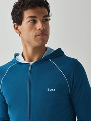 BOSS Navy Blue Contrast Logo Zip Through Hoodie - Image 4 of 5