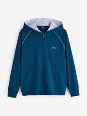 BOSS Navy Blue Contrast Logo Zip Through Hoodie - Image 5 of 5