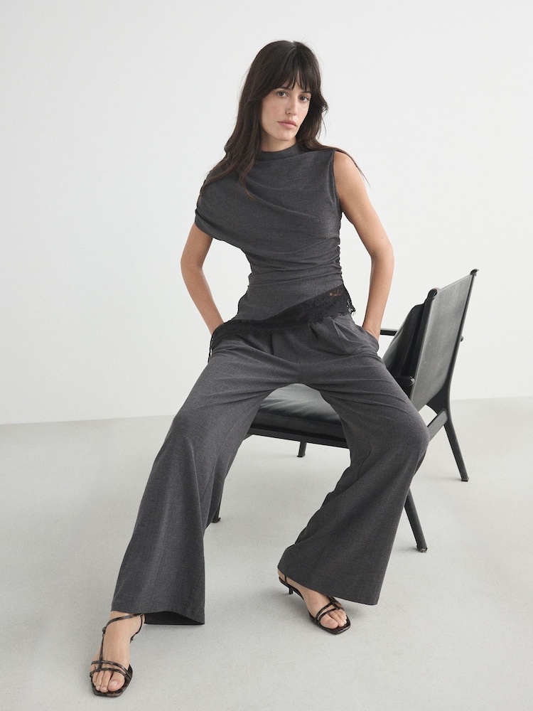 Charcoal Grey Wide Leg Trousers - Image 1 of 5 Charcoal Grey Wide Leg Trousers - Image 1 of 5
