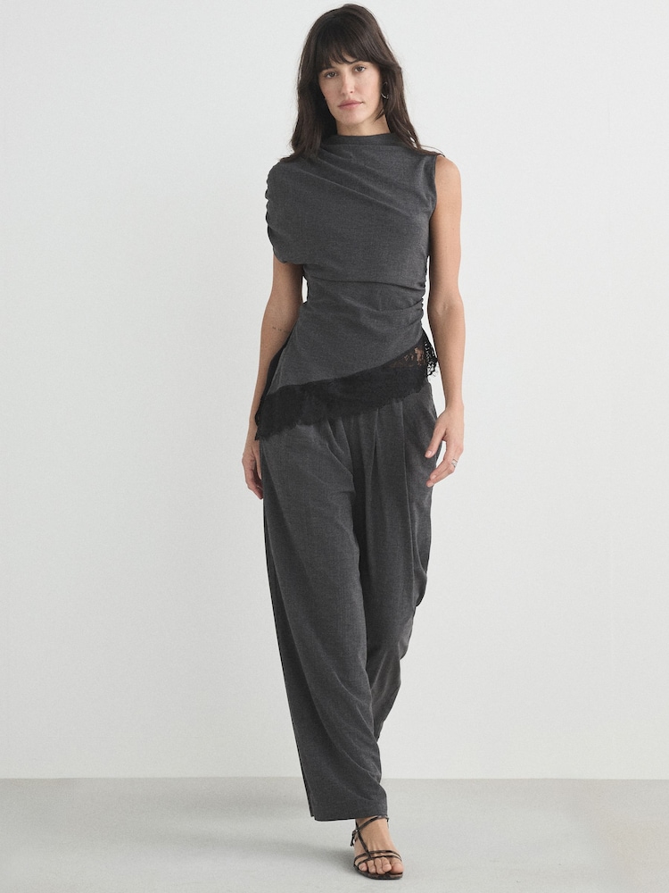 Charcoal Grey Wide Leg Trousers - Image 2 of 5 Charcoal Grey Wide Leg Trousers - Image 2 of 5