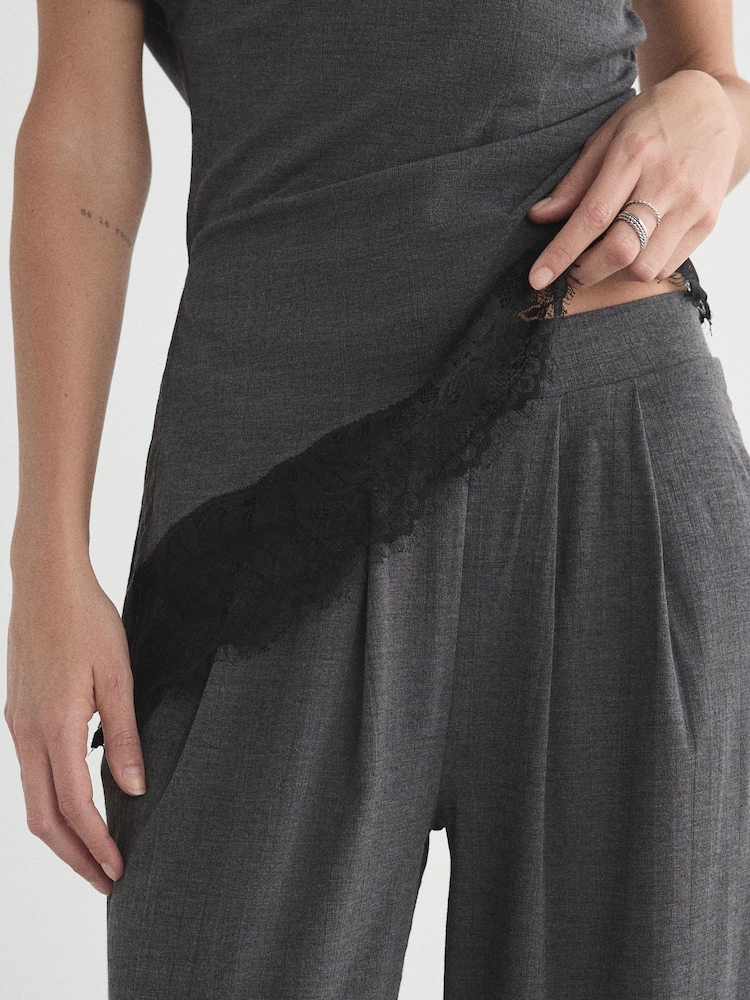 Charcoal Grey Wide Leg Trousers - Image 5 of 5 Charcoal Grey Wide Leg Trousers - Image 5 of 5