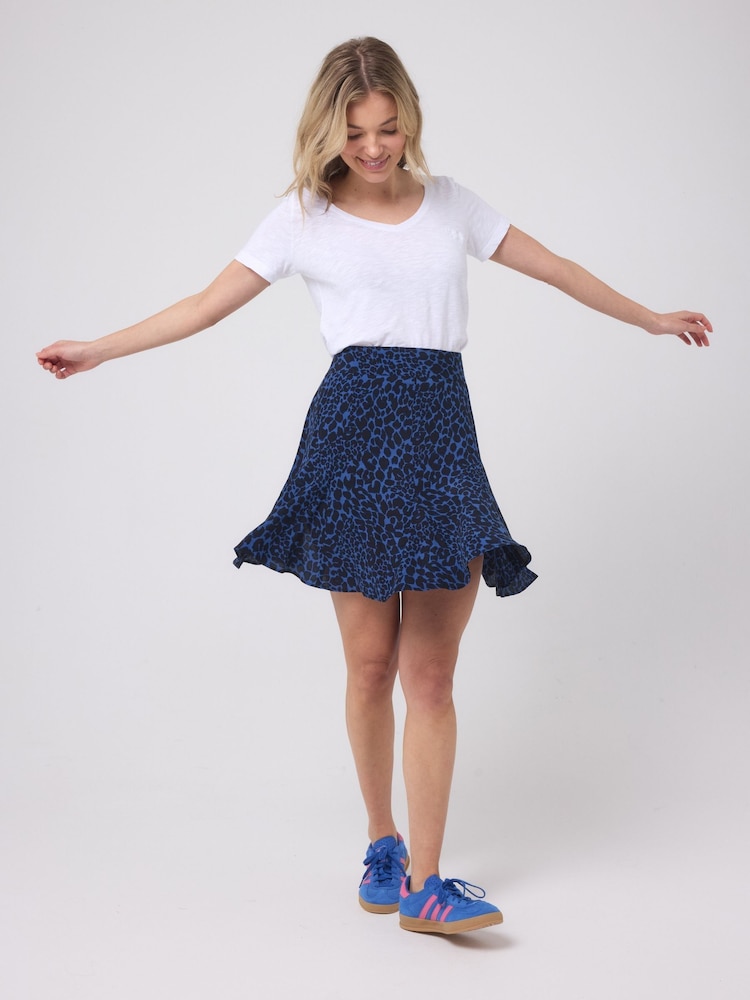 SCAMP & DUDE Blue Rock and Roll Leopard Skater Skirt - Image 2 of 4