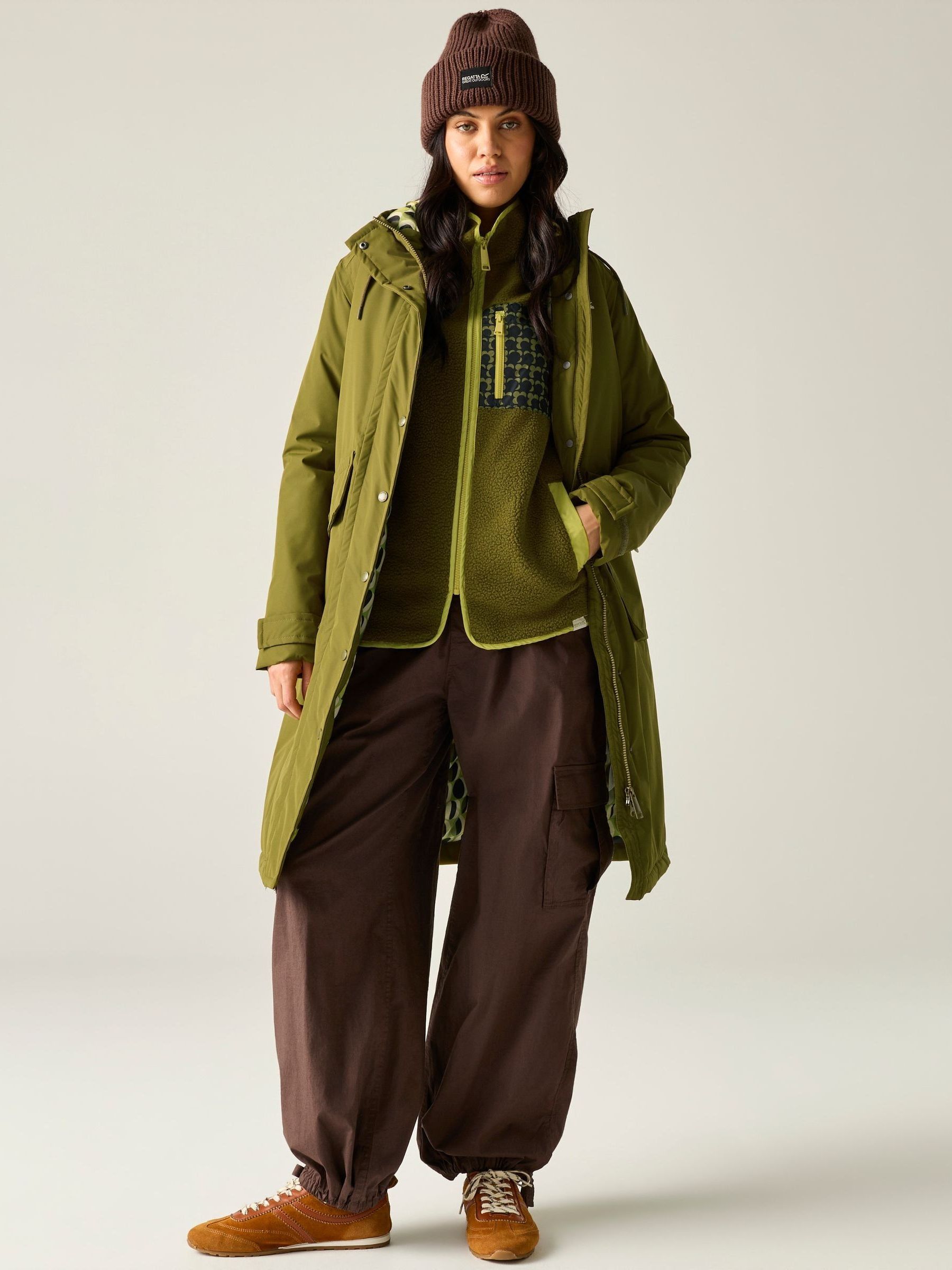 Regatta Women's Orla Long Length Waterproof Jacket Fur Green (Oval Olive Multi) Size 20 - Image 4