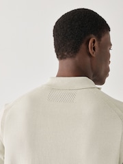 BOSS Cream Long Sleeve Regular Fit Ever Zip Neck Polo Shirt - Image 4 of 5