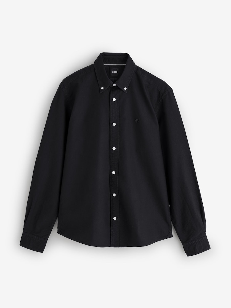 Черный - BOSS Regular Fit Button Down Oxford Shirt - Изображение 1 1