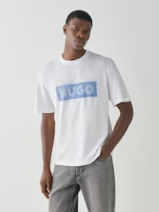 HUGO White Regular Fit Naxter Graphic Logo T-Shirt - Image 1 of 4