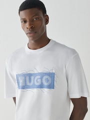 HUGO White Regular Fit Naxter Graphic Logo T-Shirt - Image 3 of 4