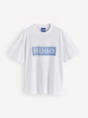 HUGO White Regular Fit Naxter Graphic Logo T-Shirt - Image 4 of 4