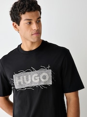 HUGO Black Regular Fit Naxter Graphic Logo T-Shirt - Image 3 of 4