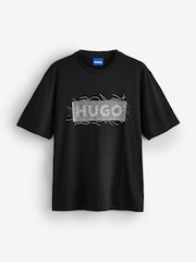 HUGO Black Regular Fit Naxter Graphic Logo T-Shirt - Image 4 of 4