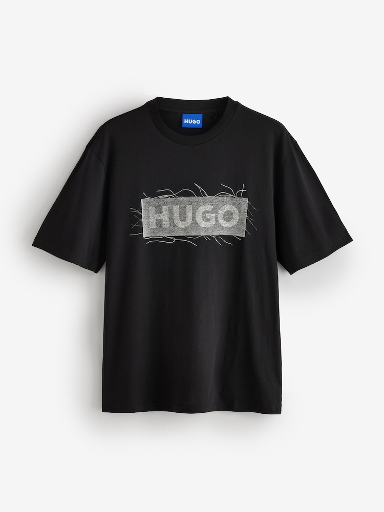 HUGO Black Regular Fit Naxter Graphic Logo T-Shirt - Image 4 of 4 HUGO Black Regular Fit Naxter Graphic Logo T-Shirt - Image 4 of 4